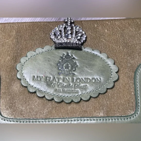 My Flat in London Vintage Satchel Handbag, Color Green/ Pink - Picture 3 of 9